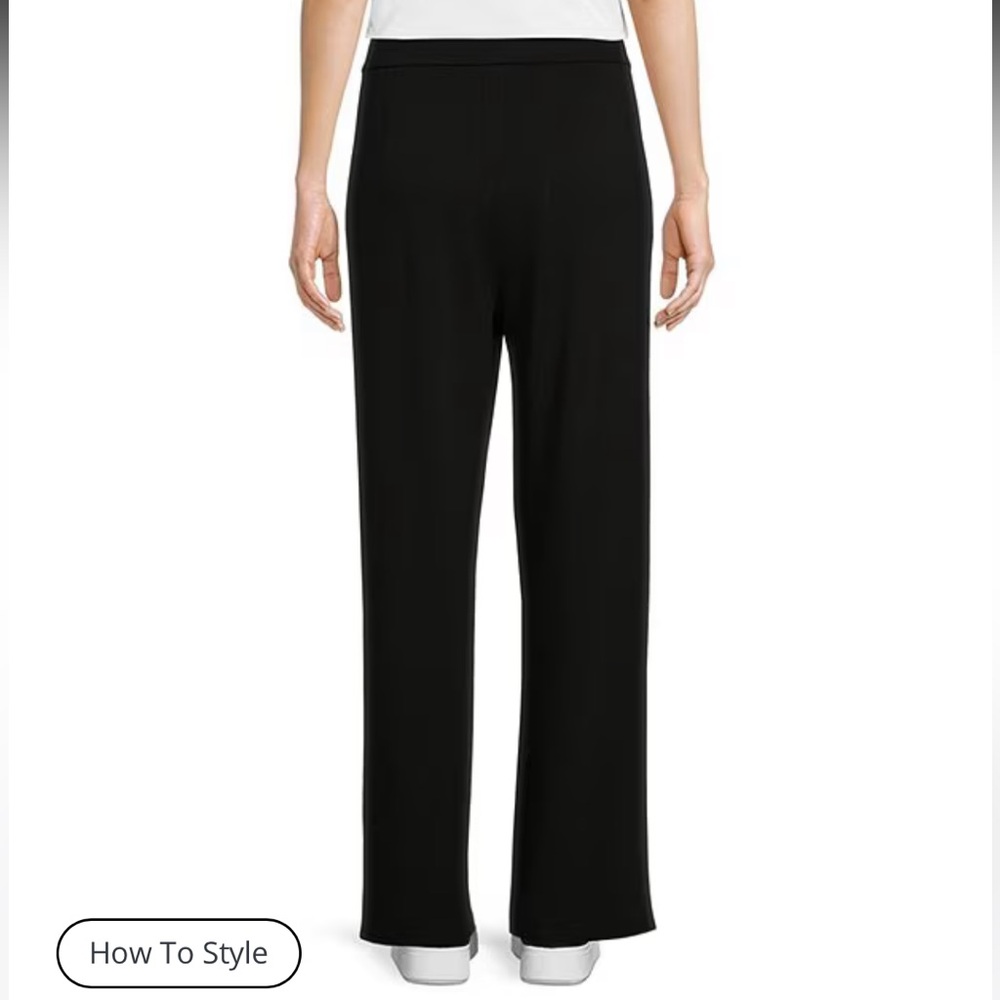 Eileen Fisher Cotton Tencel Black Ponte Wide-Leg Women's Pants, new without tags - Picture 2 of 6